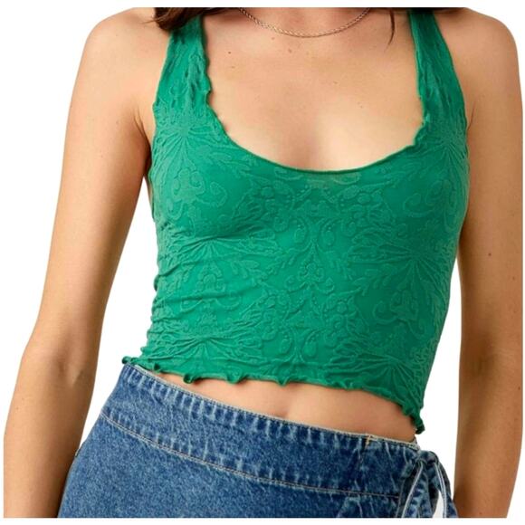 Free People Here For You Cami Lettuce Edges Hem Ivy League M/L - Picture 1 of 12